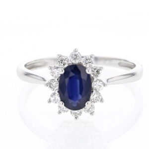 Platinum Entourage "Cyrilla" diamond 0.48 ct- sapphire 1.60ct-3.10 gr